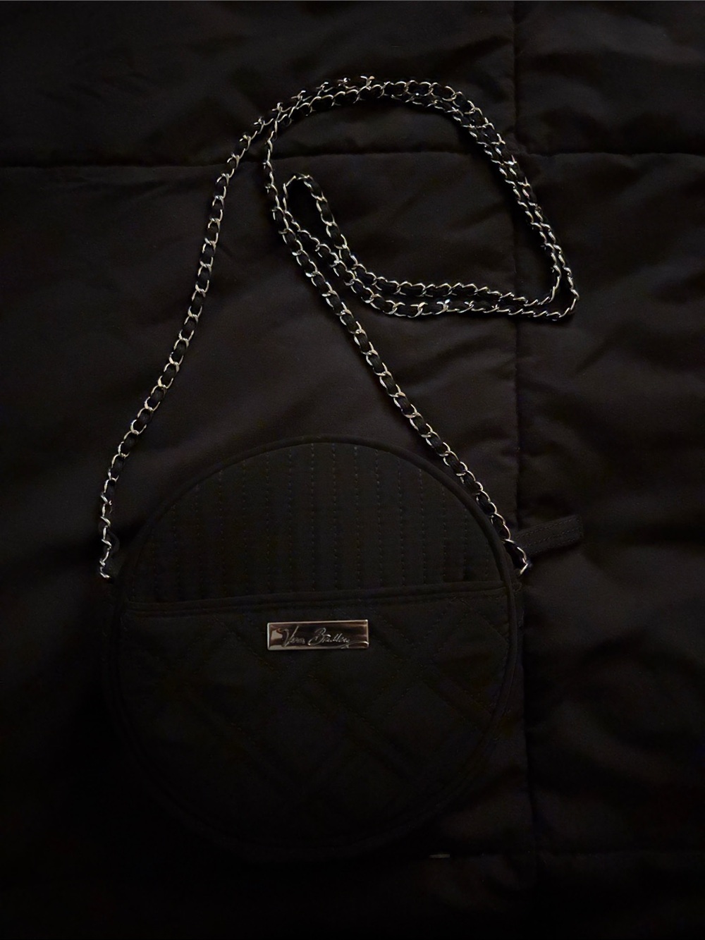 Vera Bradley black quilted round mini crossbody NWOT